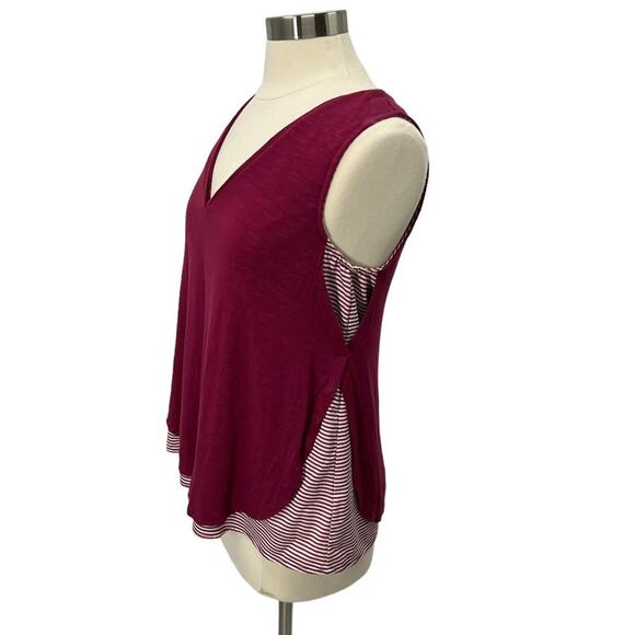 ANTHRO DELETTA Layered Maroon V-Neck Top Sz MD - Picture 4 of 9